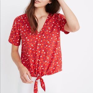 Novel Tie-Front Top in Prairie Posies